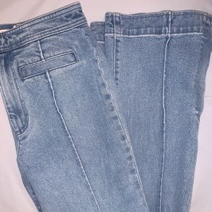 Tory Burch High Rise Split Hem Flare Jeans | Light Wash